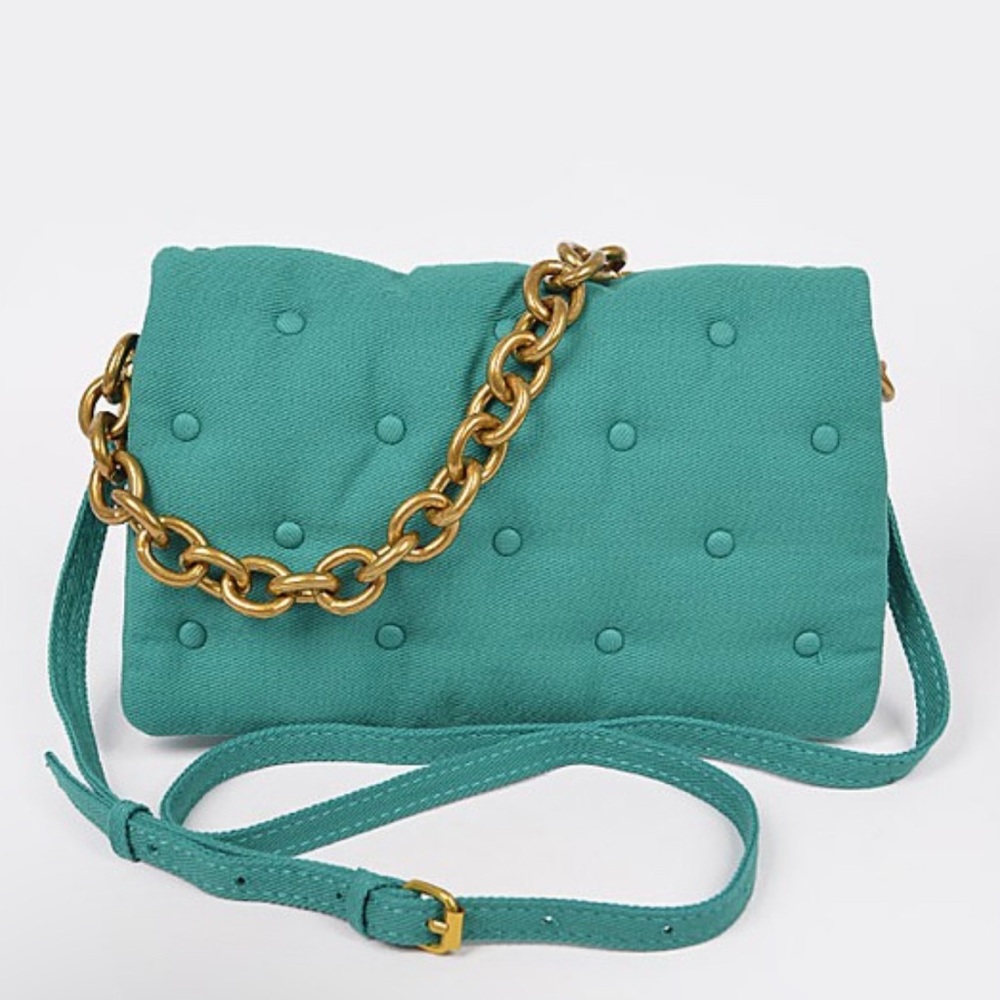 Teal Quilted Chain Strap Bag